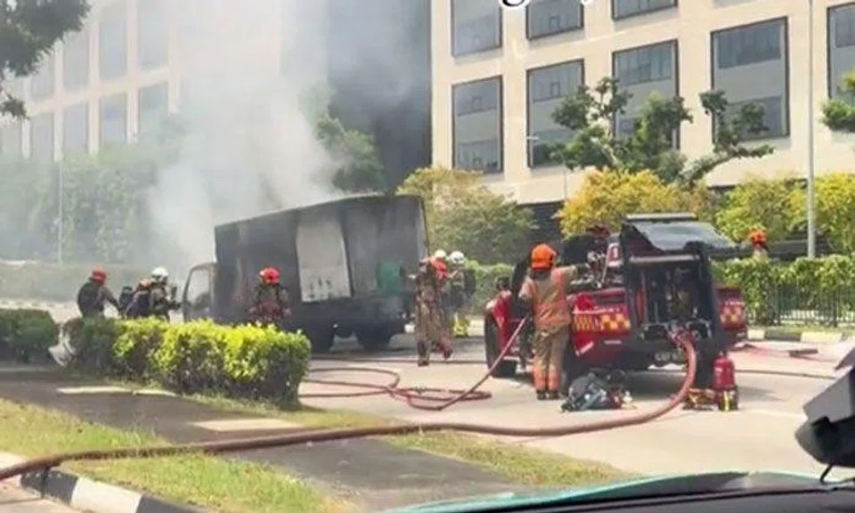 Truck carrying frozen vegetables bursts into flames after stalling on Braddell Road