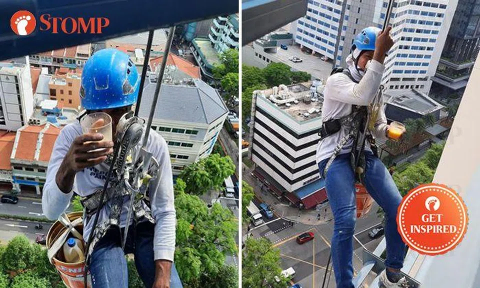 Farrer Park resident treats workers to orange juice -- straight out of his condo unit