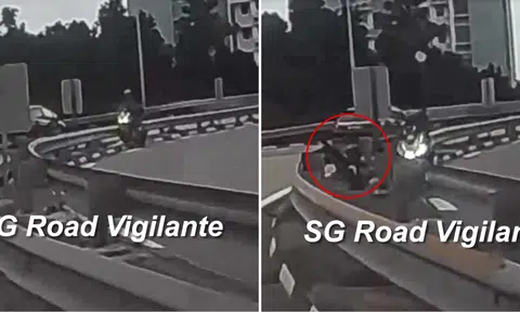 Motorcyclist hits kerb while navigating bend in Clementi, crashes into road barrier and lands in ditch