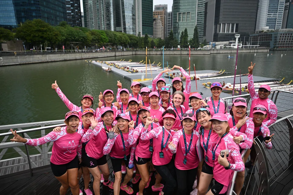 The BCF Paddlers in the Pink group taking part at the IHH Healthcare x Singapore Sea Regatta on Sept 13.