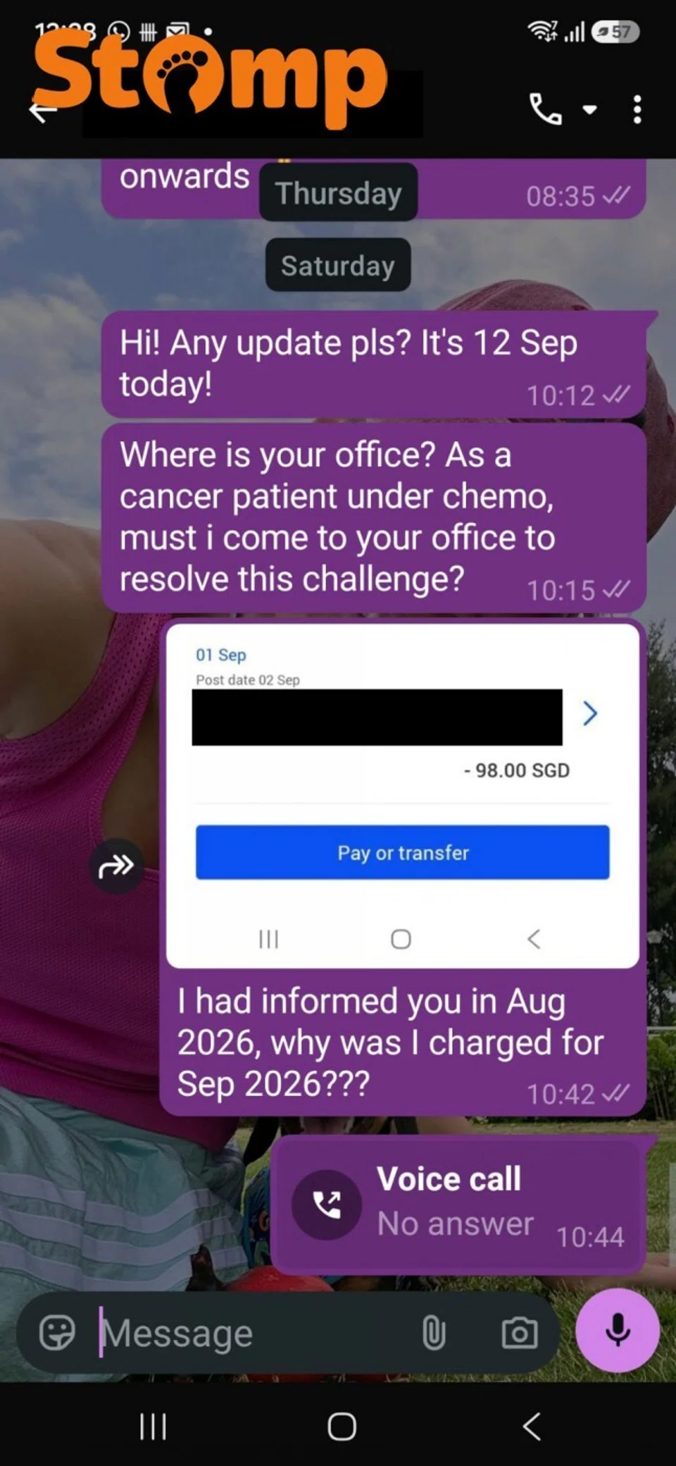 gym cancellation fee, cancer patient, compassion