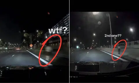 seventh month pedestrians walking along PIE shock driver