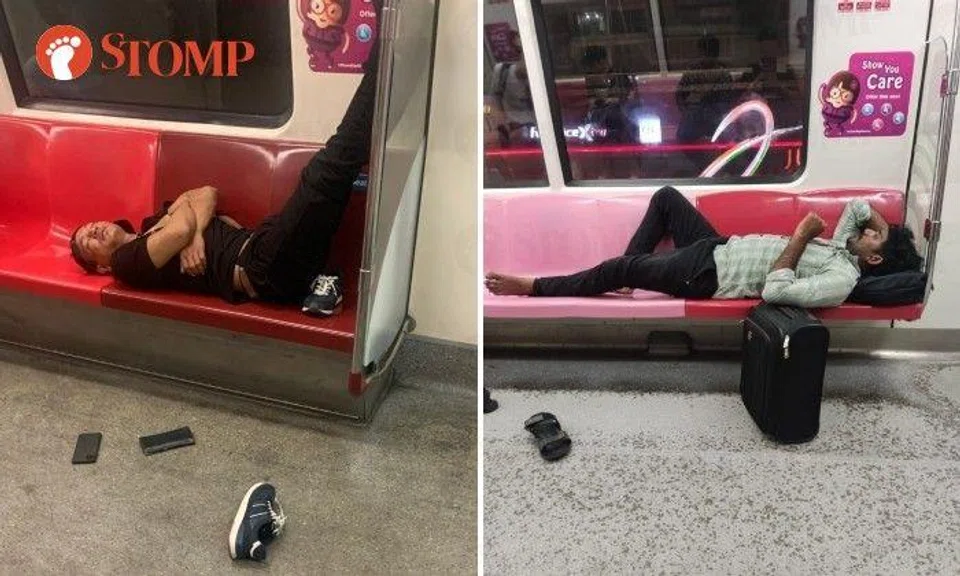 MRT passengers take off footwear and make themselves at home on East-West Line train