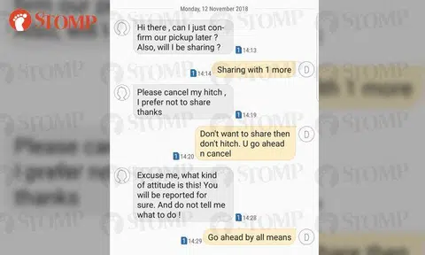 GrabHitch passenger doesn't want to share ride, scolds driver for 'attitude' and wants to report him