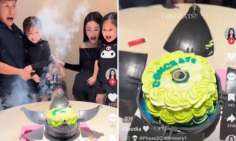 grenade cake reveal for primary school posting scgs