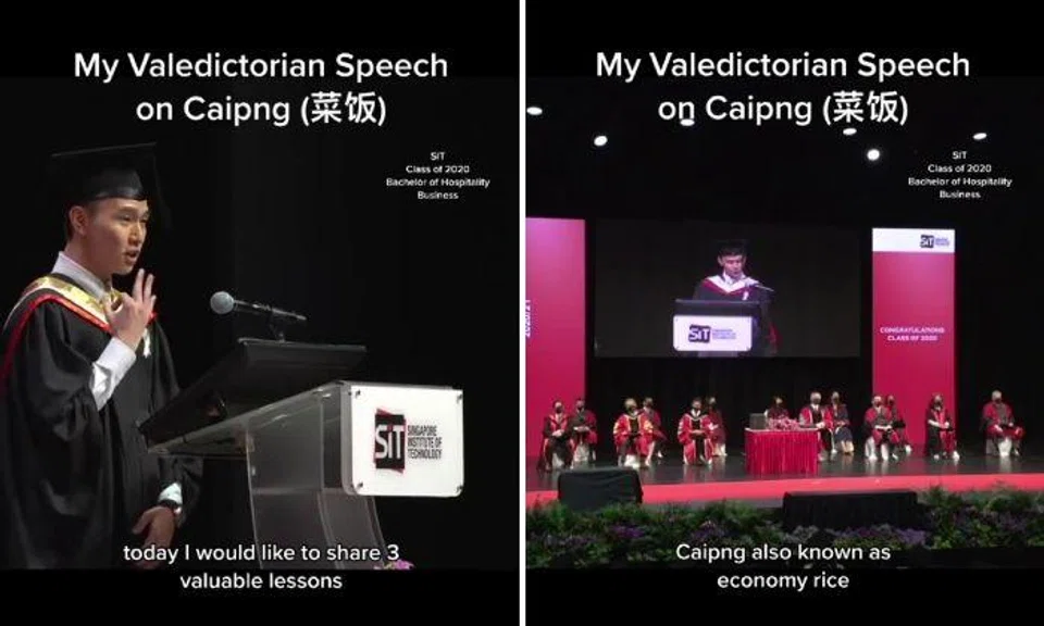 A Singapore Institute of Technology (SIT) graduate centred his valedictorian speech on his love for “economy mixed rice” – referencing how different tenets of the popular Singaporean meal reflect, in some way, the journey of life.