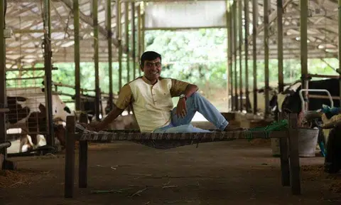Mr G.S. Viknesh fully manages Viknesh Dairy Farm on the outskirts of Lim Chu Kang. PHOTO: TABLA