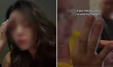 Woman confronts, stranger, taking photo