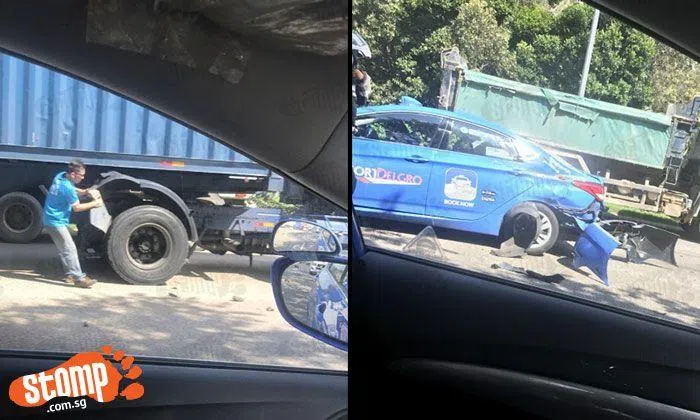 ComfortDelgro cab badly damaged after accident with container truck on ...