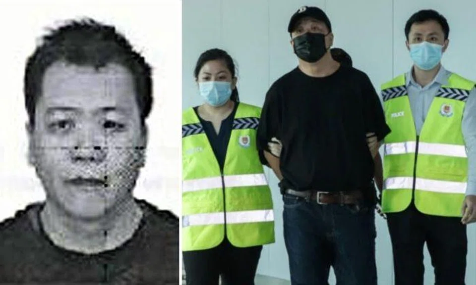 With assistance from China's Ministry of Public Security, David Khong Siak Meng returned to Singapore on Friday and was arrested by officers from the Commercial Affairs Department (CAD). Photos: Interpol, Singapore Police Force