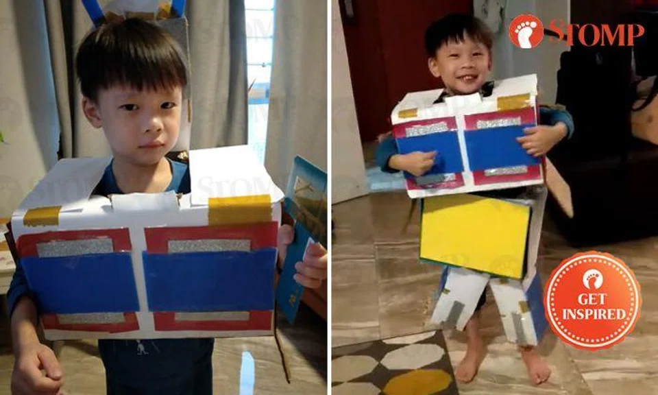 Parents make DIY Optimus Prime outfit for son, shows how to have fun while staying home