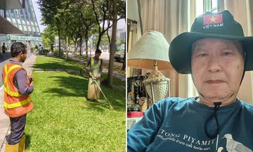 tan kin lian, foreign workers cutting grass