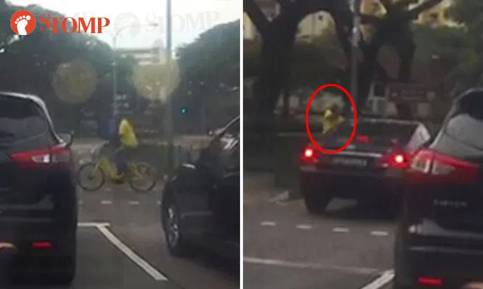Cyclist beats red light at pedestrian crossing, crashes into car and is ...