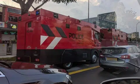 Special Operations Command police vehicles were seen in Upper Thomson Road on Feb 24.