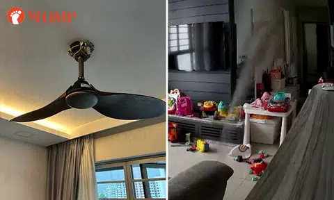 Ceiling fan falls apart and sends pieces flying, damaging Bidadari resident's walls and windows