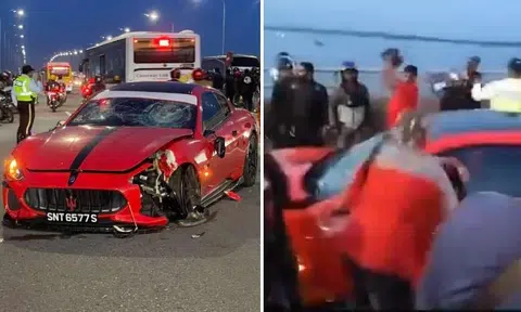 S'pore-registered Maserati allegedly causes fatal accident on 2nd link, gets attacked with helmets by motorcyclists