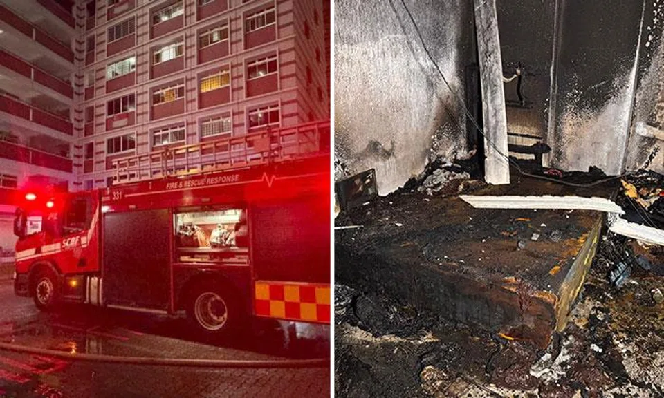 Photos showed the bedroom completely burnt and damaged, with the mattress springs seen on the floor.