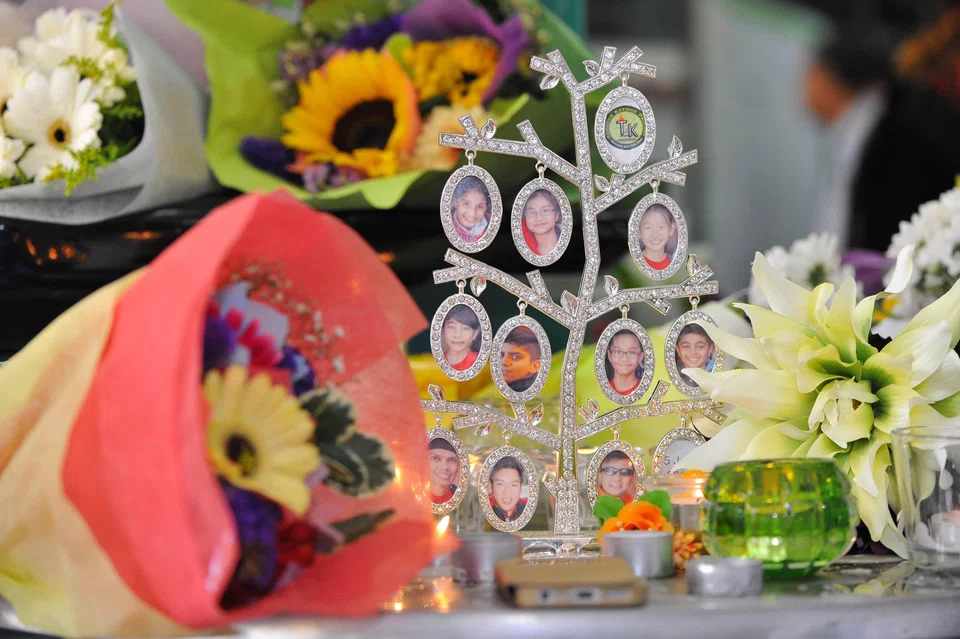 Memorial gifts and flowers left at a tribute site set up in Tanjong Katong Primary School in 2015.