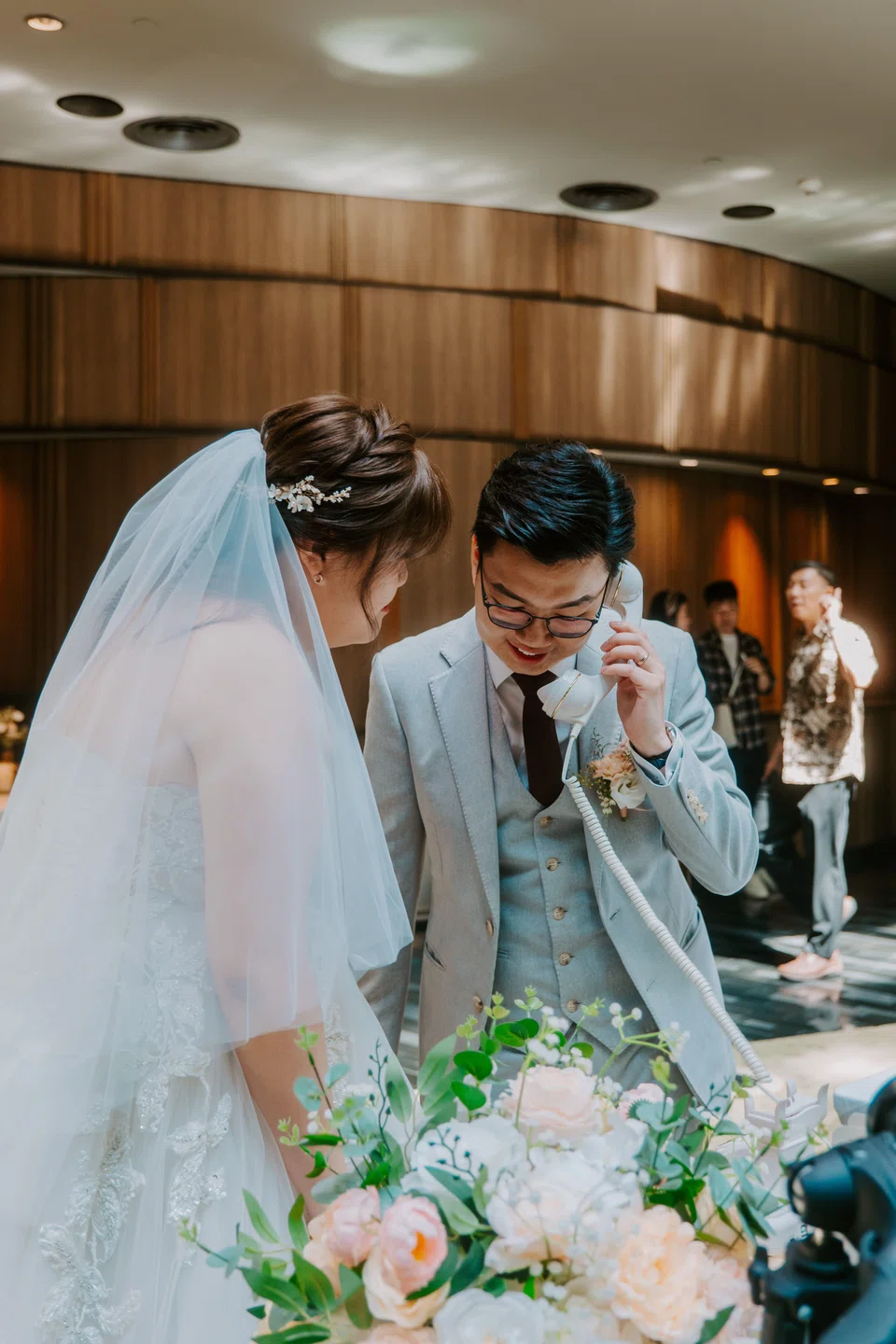 A pair of newly-weds leaving themselves a message on their wedding day with their video guest book by Lovewaves. 