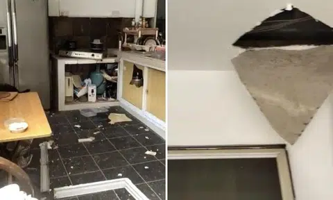 A video of the aftermath of the explosion seen by ST shows the sliding door of the stove cabinet had been completely blown off. There were holes in the false ceiling of the kitchen and chunks of debris on the floor.