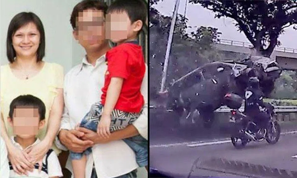 Photo: Lianhe Wanbao. The deceased and her family (left)