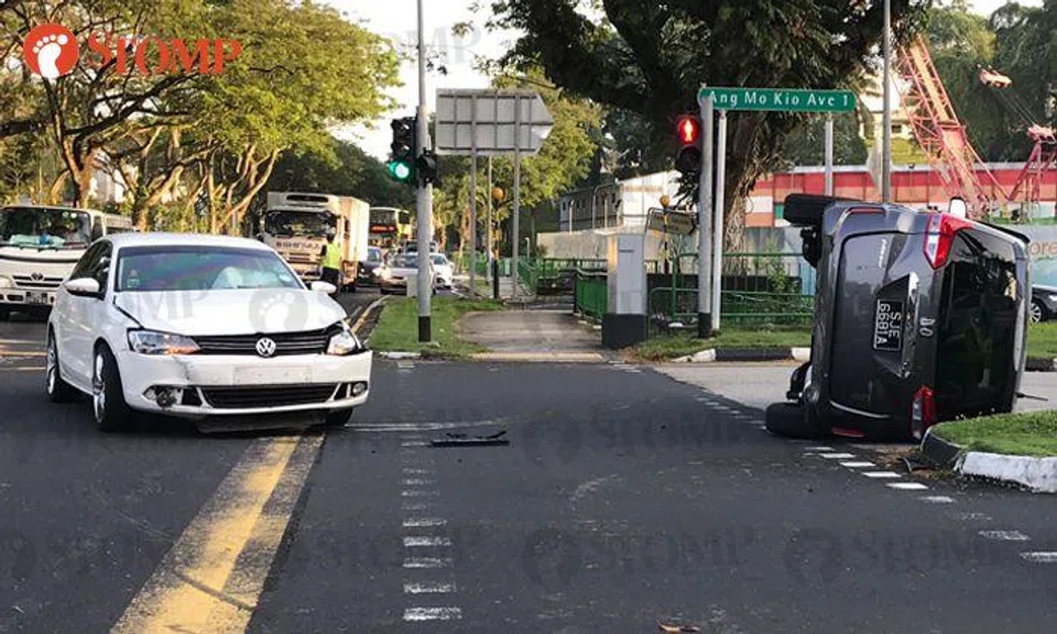 Volkswagen and Honda in accident at Ang Mo Kio junction
