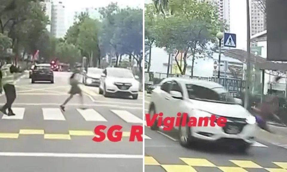 In video footage put up on the SG Road Vigilante Facebook page, the girl is seen running across a zebra crossing after a road traffic warden waves her through.