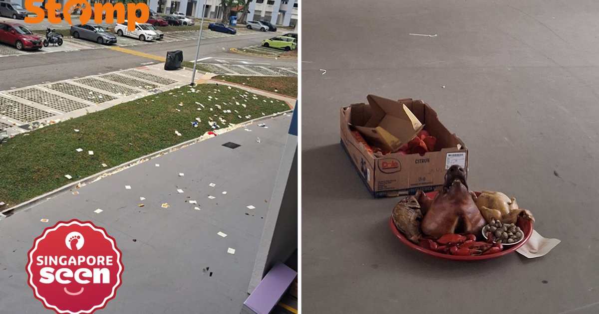 Town council clears leftover funeral offerings at Bedok void deck