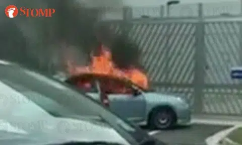Car catches fire along Sims Way, 'popping' sound heard, says passing motorist