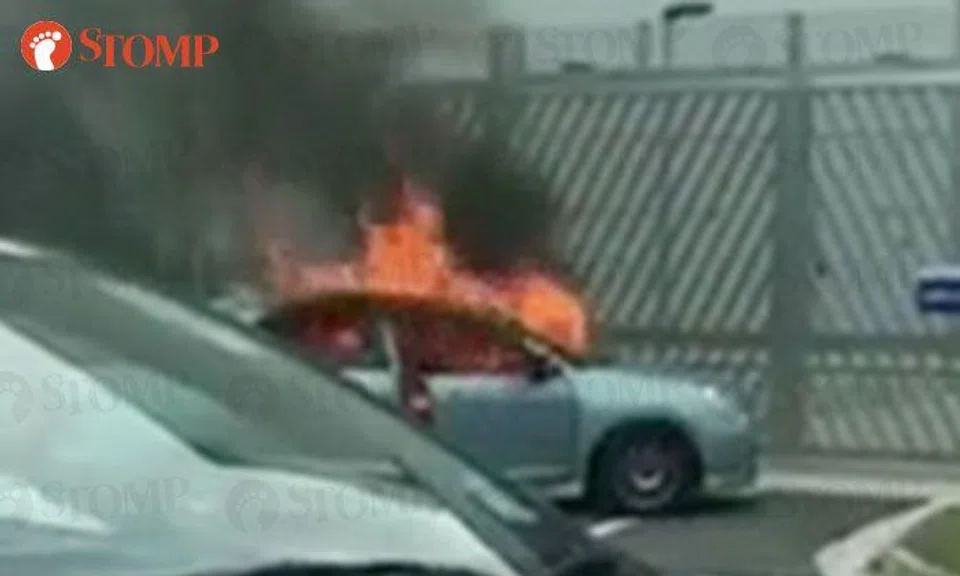 Car catches fire along Sims Way, 'popping' sound heard, says passing motorist