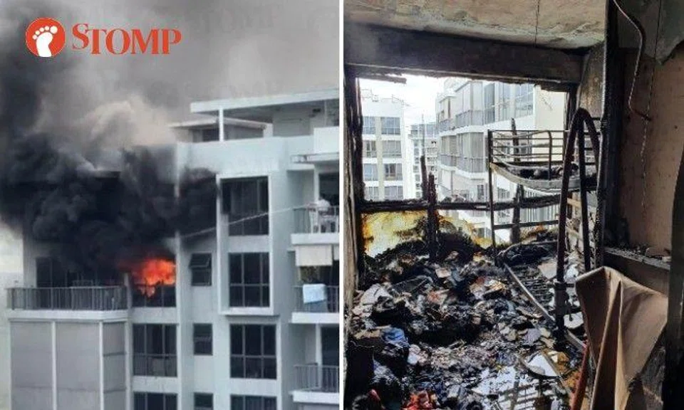 100 evacuated, 6 rescued and 5 taken to hospital after 'raging' fire in Punggol Field Walk unit