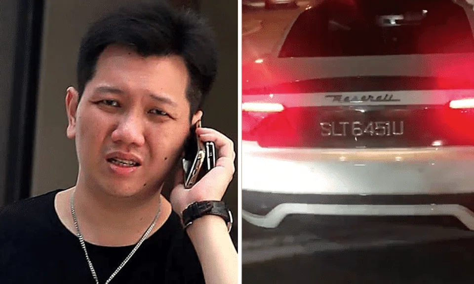 Lee Cheng Yan accelerated his Maserati car towards a TP officer, causing him injury. Photo (left): The Straits Times