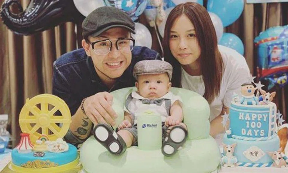 Steven Cheung posted on social media that he is getting married to a fan, model Au Man-man, and he shared a photo of them celebrating their baby's 100 days. PHOTO: STEVEN CHEUNG / INSTAGRAM