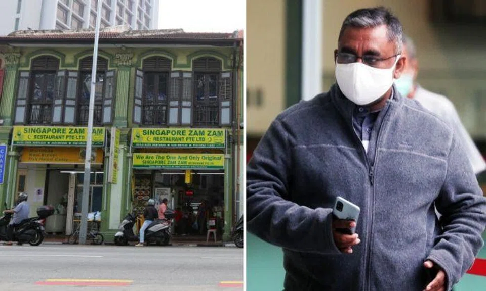 In March 2020, the court found Zackeer and former safety officer Anwer Ambiya Kadir Maideen, then 50, guilty of one count each of engaging in a conspiracy to cause grievous hurt to a supervisor of Victory restaurant with a weapon. Photos: The Straits Times