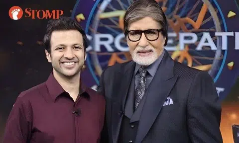 Shashwat Goel with Kaun Banega Crorepati host Amitabh Bachchan.