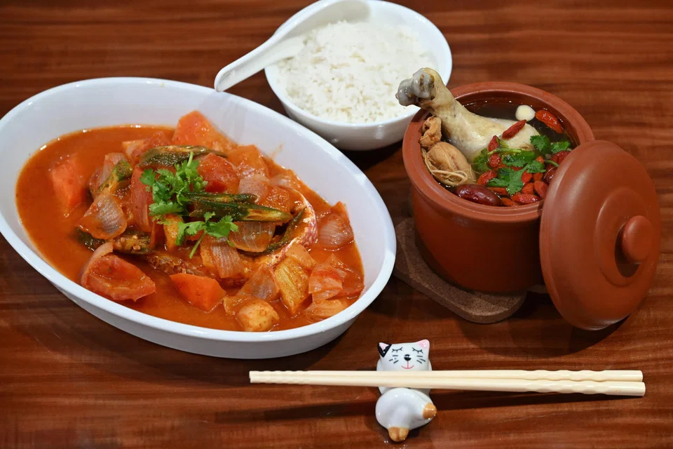 Cafe Blossom serves Asian comfort food such as Assam Fish and Ginseng Chicken Soup.