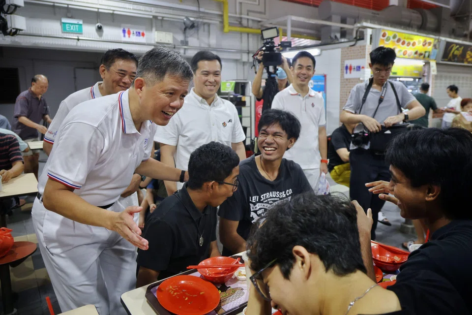 Education Minister Chan Chun Sing mingling with diners at Holland Drive Market and Food Centre on May 4.