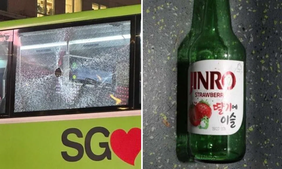 Man, 38, arrested for throwing soju bottle through bus window from pedestrian walkway at Orchard Road