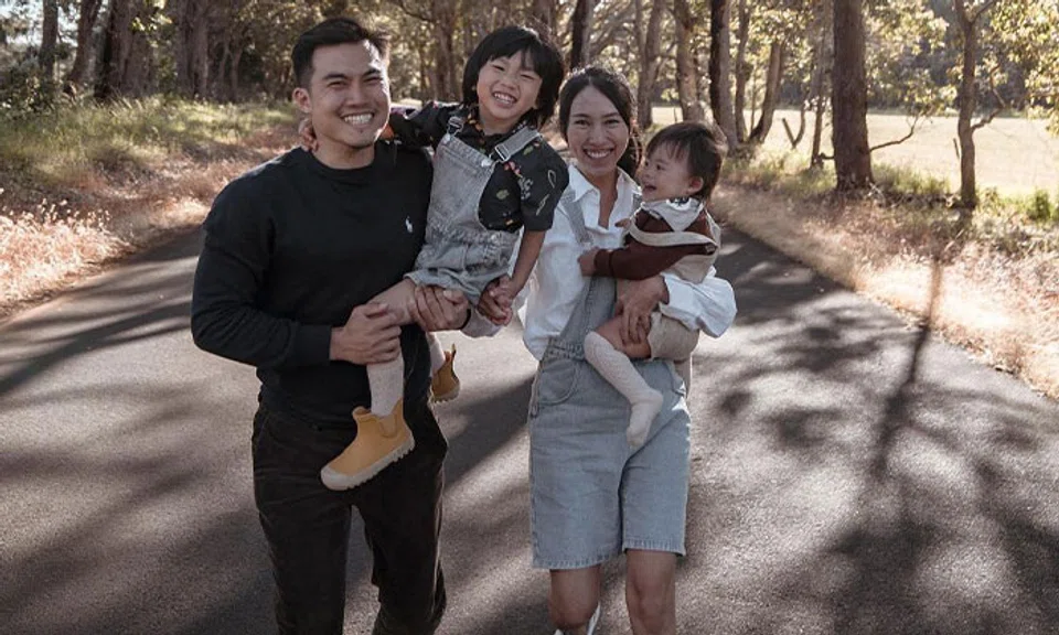 Influencer Melissa Koh with (from left) husband James Chen, older son Noah Tobias Chen and second son Asher Matthias Chen. PHOTO: MELISSACKOH/INSTAGRAM