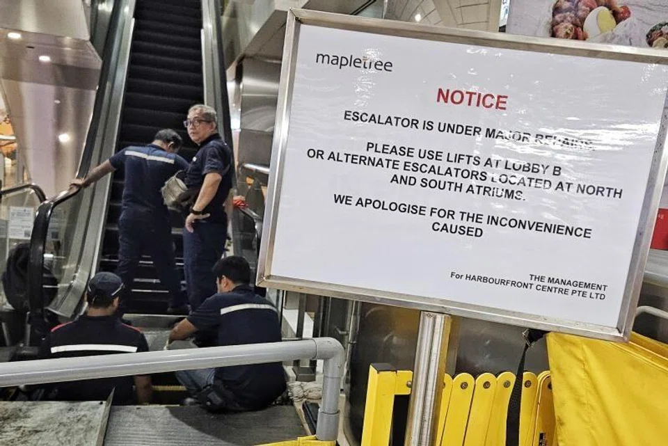 HarbourFront closes escalator after breakdown
