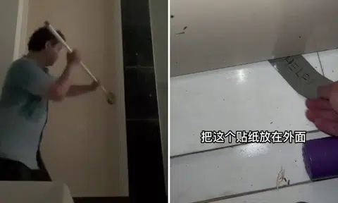 Man stuck in toilet for 1½ hours, tries to break lock and slips tape with word 'help' under door
