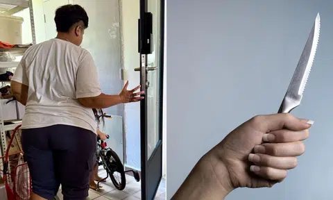 A 35-year-old domestic helper was arrested after she wielded a small knife in a dispute with another helper in Tampines on March 22.