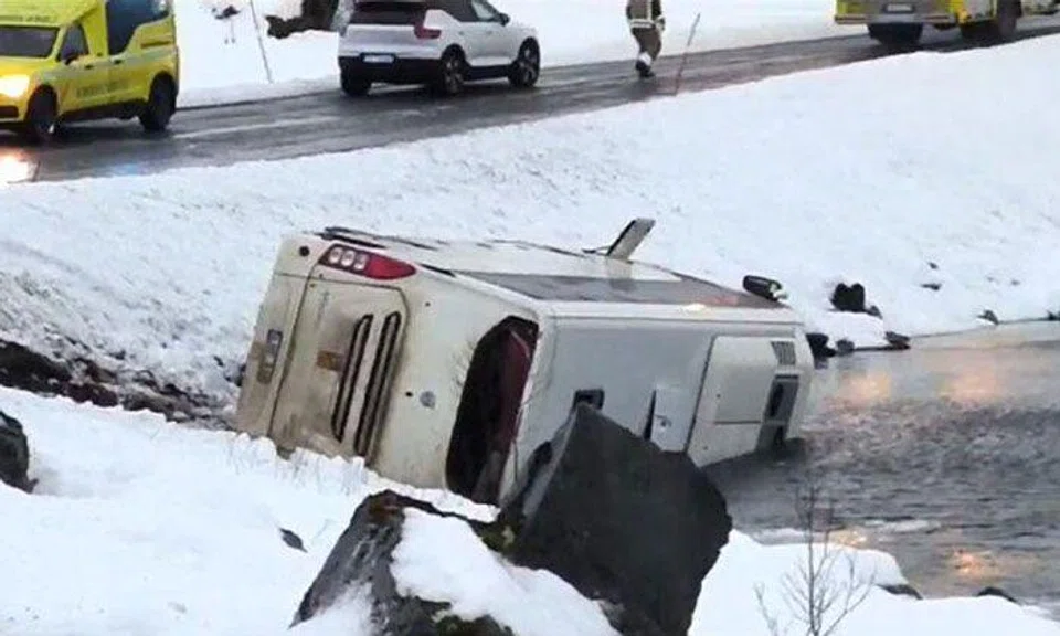 The bus was travelling from Svolvaer to Lofoten when the accident occurred. PHOTO: COURTESY OF MR NG