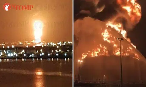 Videos and photos: Pulau Busing oil storage tank fire extinguished after "massive" 6-hour operation by SCDF
