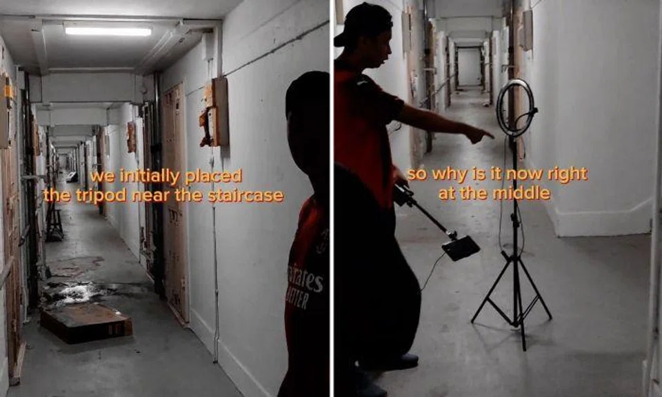 The moment, among other mysterious ones, was documented in two videos while they were exploring Block 26 Sin Ming Industrial Estate Sector A.