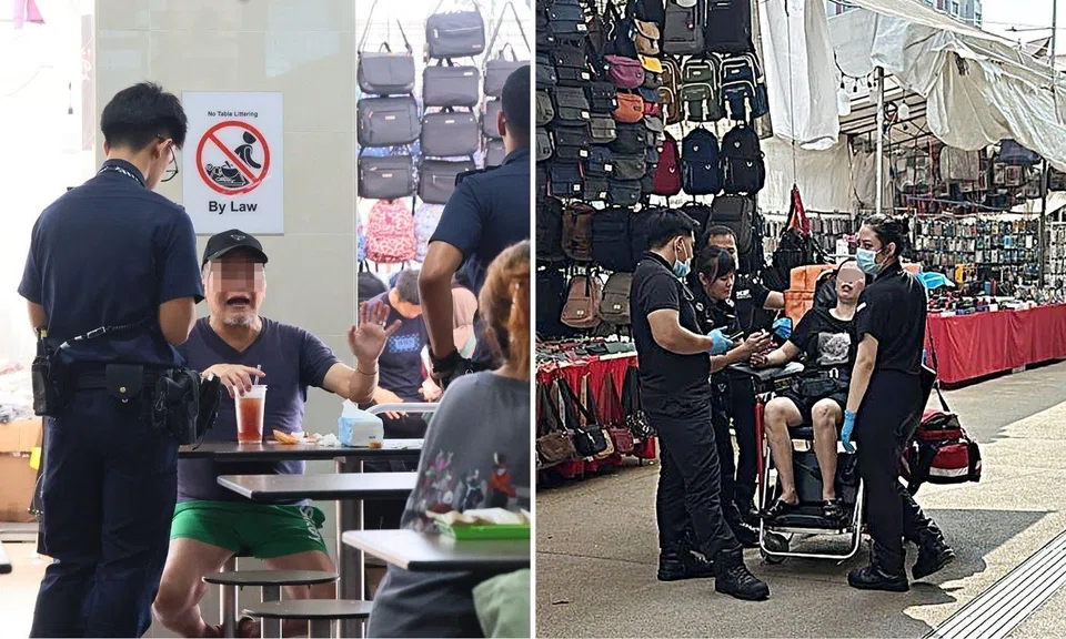 man woman throw drinks food porridge seating dispute haig road food market hawker centre