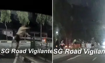 motorcyclist police chase foot
