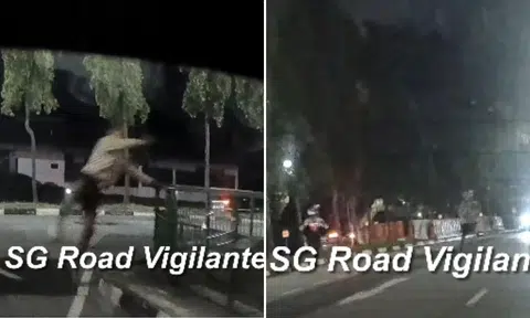 motorcyclist police chase foot