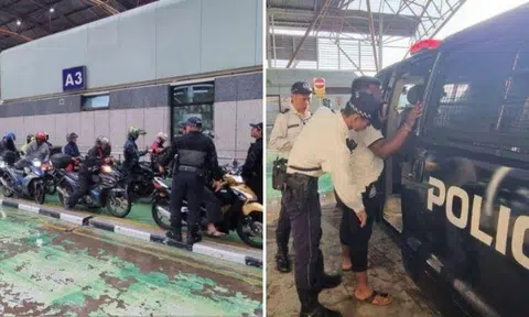 About 400 motorcyclists were stopped for checks. Photo: Singapore Police Force