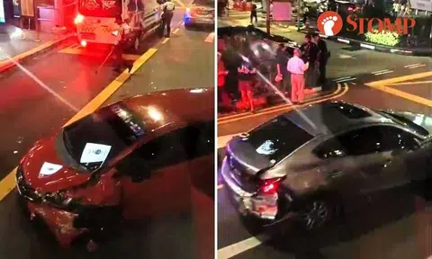 Woman hurt in 2-car accident outside Lucky Plaza, driver assisting with police investigations